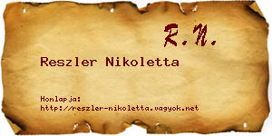 Reszler Nikoletta névjegykártya
